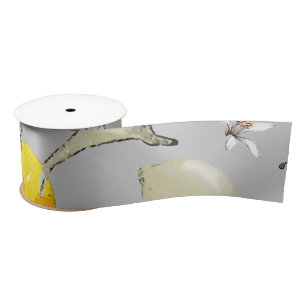 Watercolor lemons 18 satin ribbon