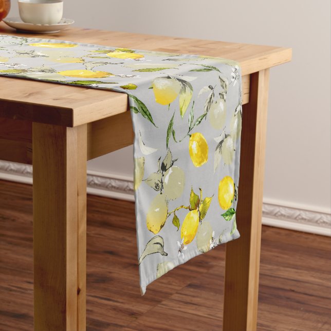 Watercolor lemons 19 medium table runner (In Situ)