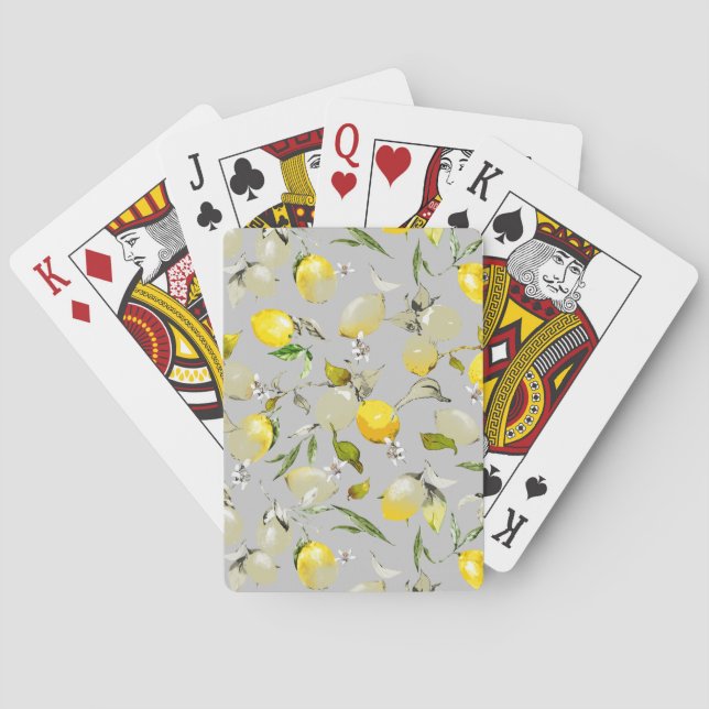 Watercolor lemons 19 playing cards (Back)