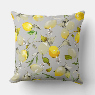 Watercolor lemons 19 throw pillow
