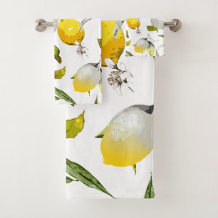 Watercolor lemons 20 bath towel set