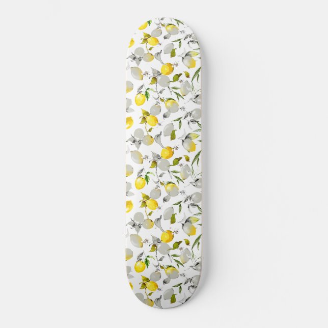 Watercolor lemons 21 skateboard (Front)