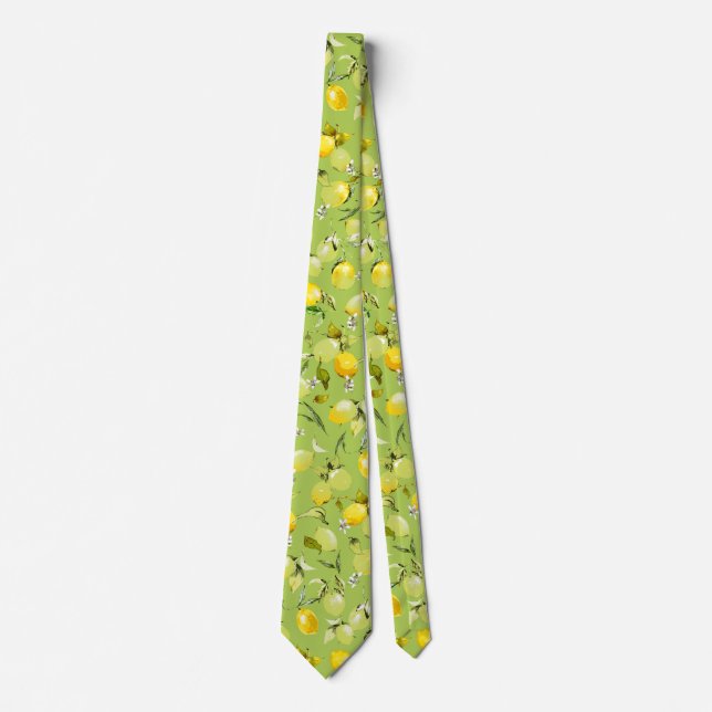 Watercolor lemons 22 tie (Front)