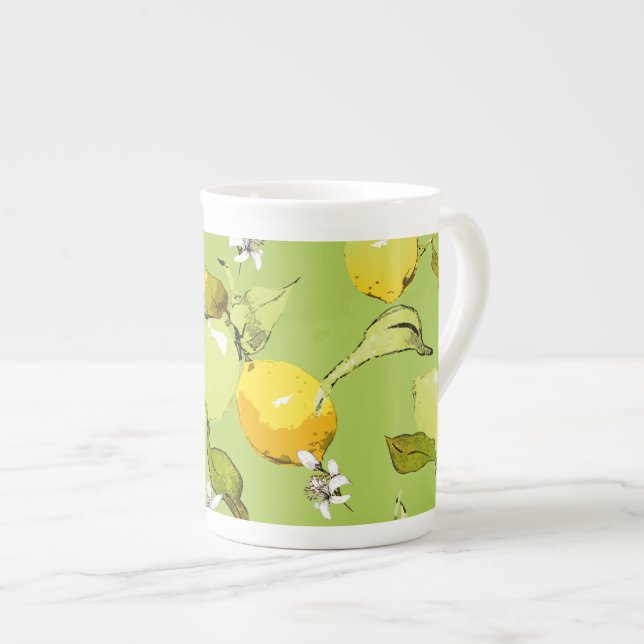Watercolor lemons 23 bone china mug (Front Right)