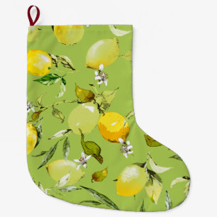 Watercolor lemons 23 large christmas stocking