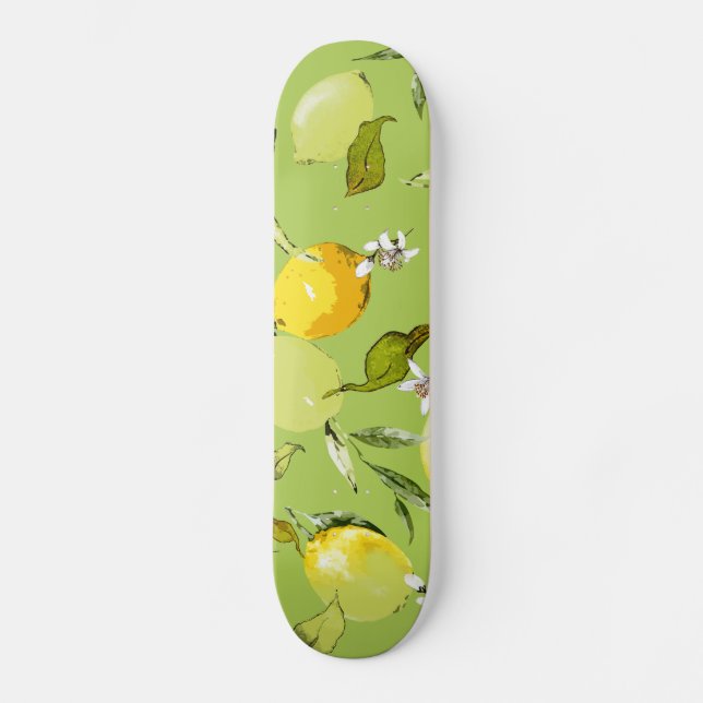 Watercolor lemons 23 skateboard (Front)