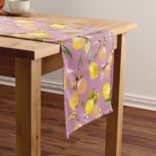 Watercolor lemons 25 medium table runner (In Situ)