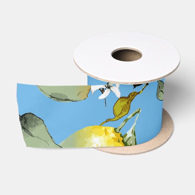 Watercolor lemons 26 satin ribbon (Spool)