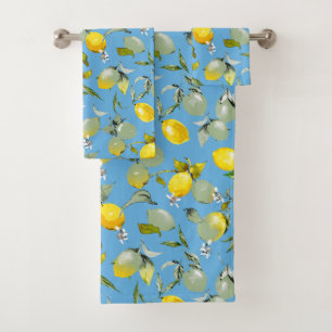 Watercolor lemons 27 bath towel set