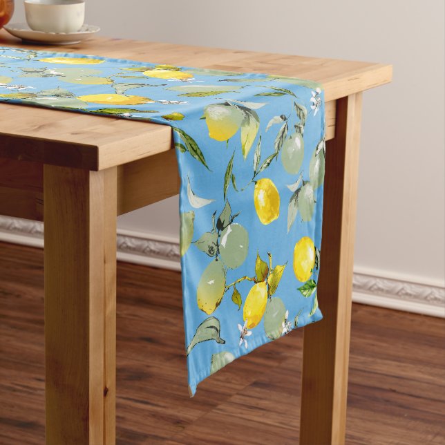 Watercolor lemons 27 medium table runner (In Situ)