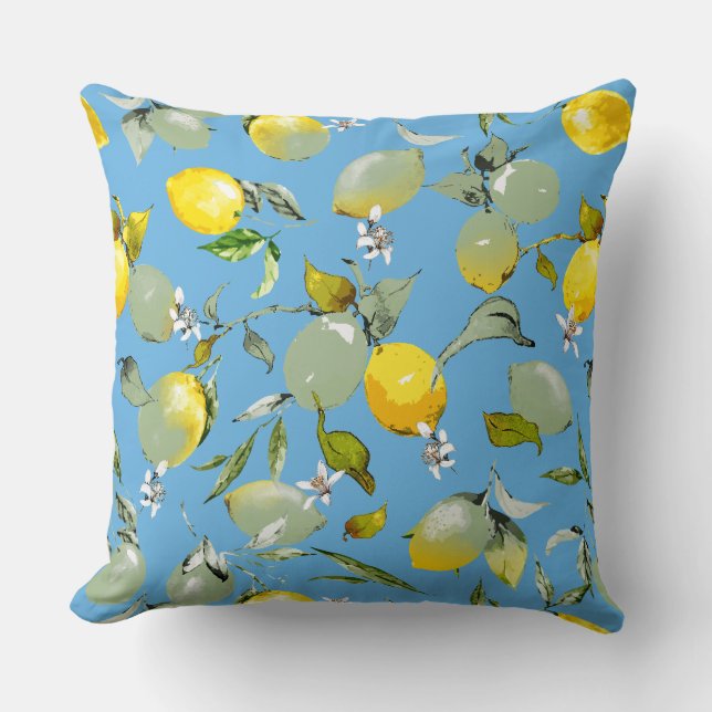 Watercolor lemons 27 throw pillow (Front)