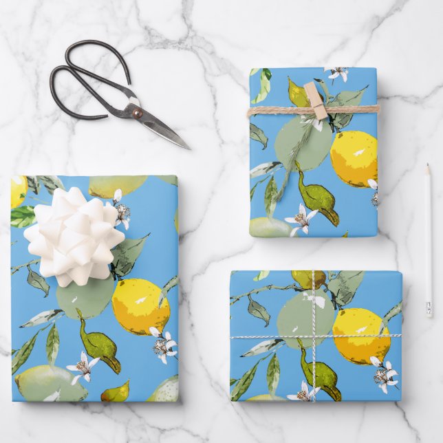 Watercolor lemons 27 wrapping paper sheet (Front)