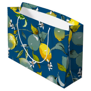 Watercolor lemons 28 large gift bag