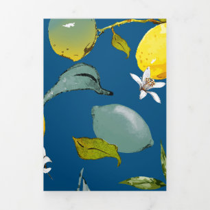 Watercolor lemons 28 Tri-Fold holiday card