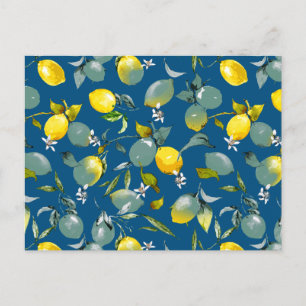 Watercolor lemons 29 announcement postcard