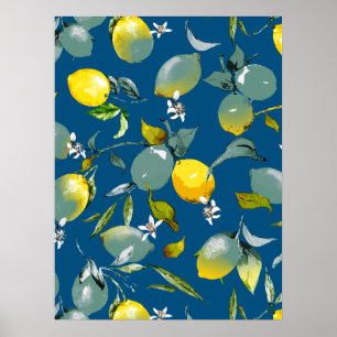 Watercolor lemons 29 poster