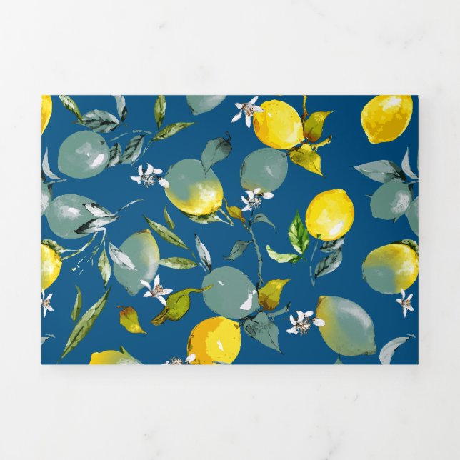 Watercolor lemons 29 Tri-Fold invitation (Cover)