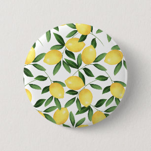 WATERCOLOR LEMONS 2 INCH ROUND BUTTON