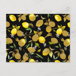 Watercolor lemons 30 announcement postcard