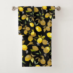 Watercolor lemons 30 bath towel set