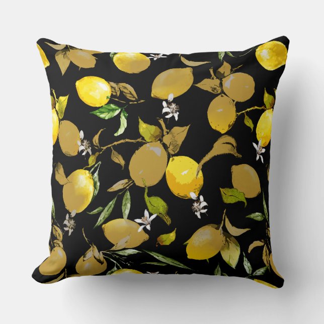 Watercolor lemons 30 throw pillow (Front)