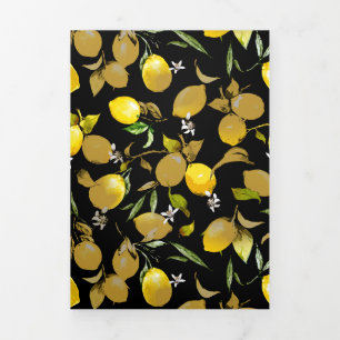 Watercolor lemons 30 Tri-Fold invitation