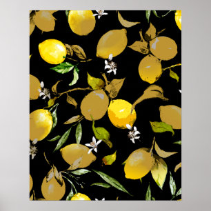 Watercolor lemons 31 poster