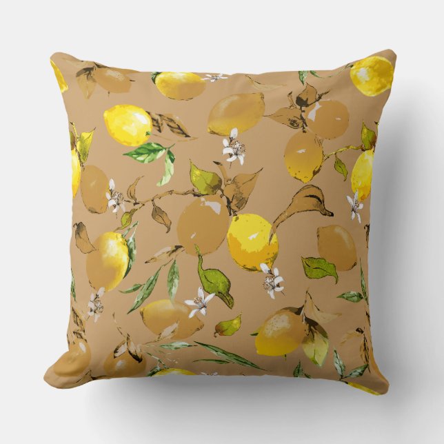 Watercolor lemons 32 throw pillow (Front)