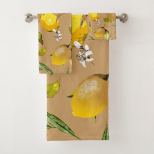 Watercolor lemons 33 bath towel set