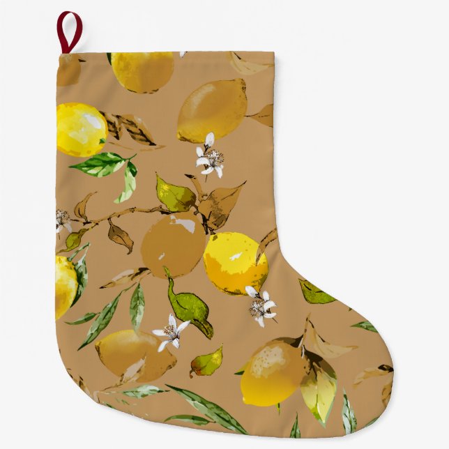 Watercolor lemons 33 large christmas stocking (Front)