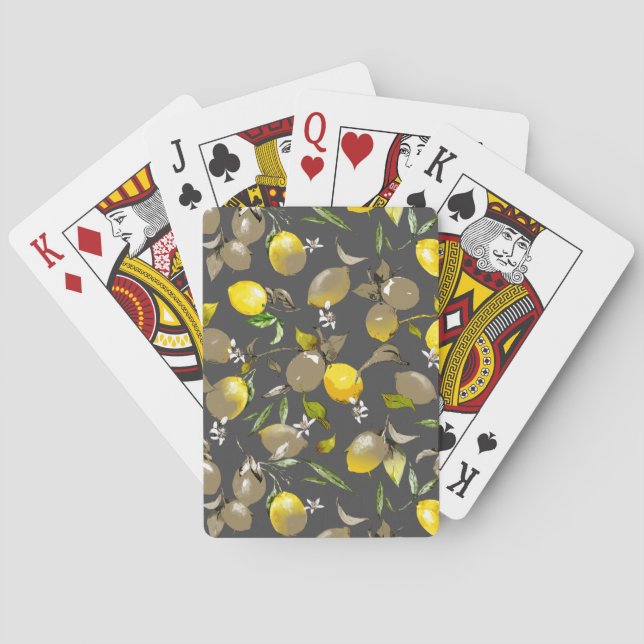 Watercolor lemons 34 playing cards (Back)