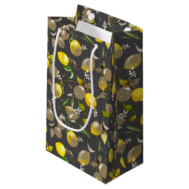 Watercolor lemons 34 small gift bag (Front Angled)