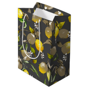 Watercolor lemons 35 medium gift bag