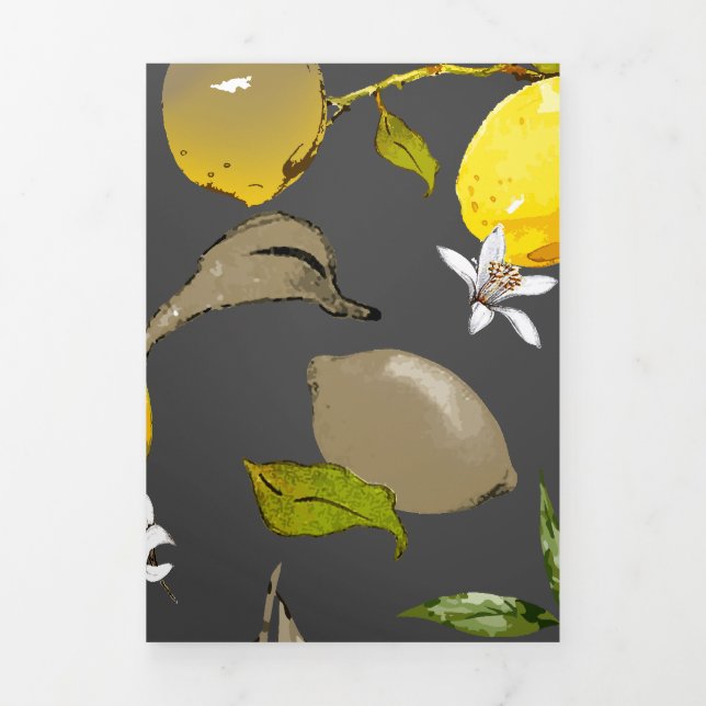 Watercolor lemons 35 Tri-Fold holiday card (Cover)
