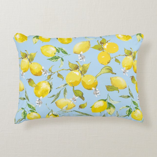 Watercolor lemons 4 accent pillow (Front)