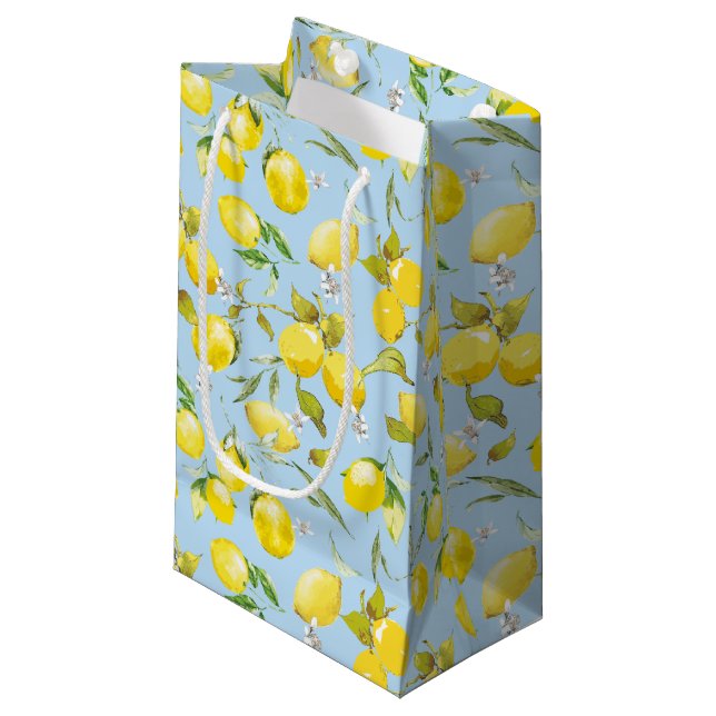 Watercolor lemons 4 small gift bag (Front Angled)