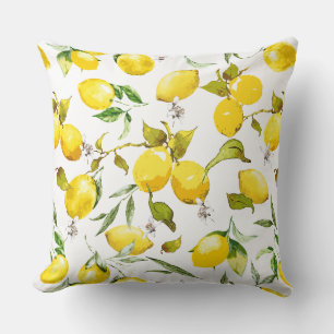 Watercolor lemons 5 throw pillow