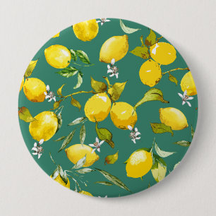 Watercolor lemons 6 4 inch round button