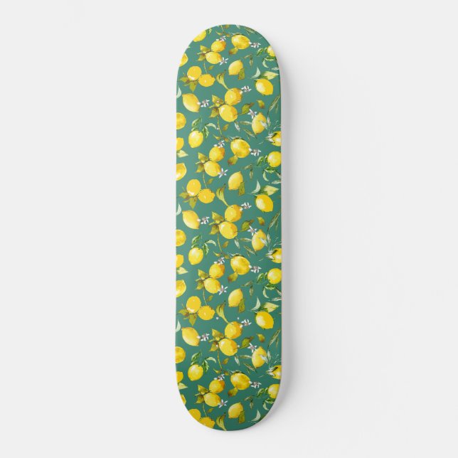 Watercolor lemons 6 skateboard (Front)