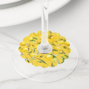 Watercolor lemons 8 wine glass tag