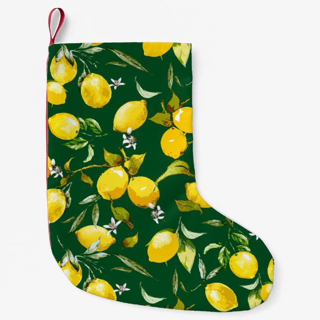 Watercolor lemons 9 small christmas stocking (Front)
