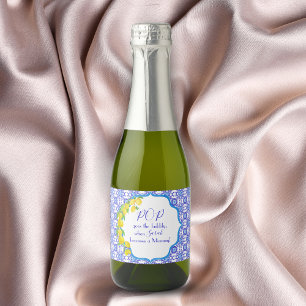 Watercolor Lemons Amalfi Baby Shower Pop Sparkling Wine Label