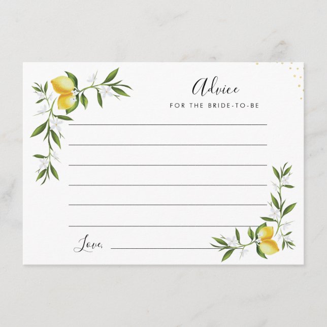 watercolor lemons and greenery advice card (Front)