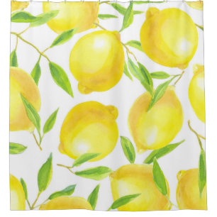 Watercolor lemons and leaves: pattern.