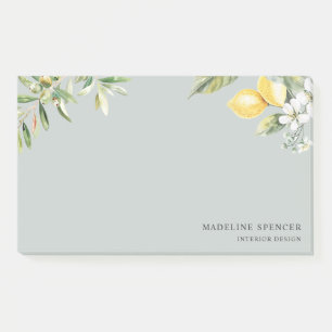 Watercolor Lemons and Olives Sage Green Post-it Notes