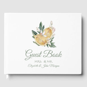 Watercolor Lemons Botanical Polka Dots Guest Book