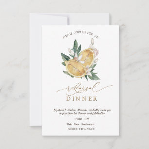 Watercolor Lemons Botanical Rehearsal Dinner   Invitation