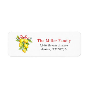 Watercolor Lemons & Bow Holiday address Label