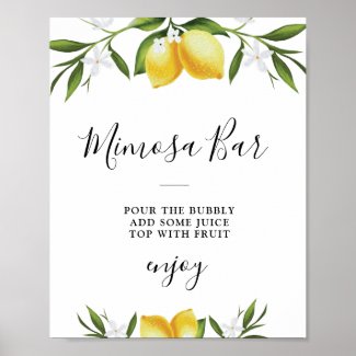 Watercolor lemons bridal shower mimosa bar sign
