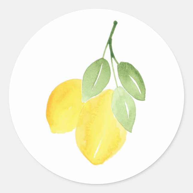 Watercolor Lemons Classic Round Sticker (Front)